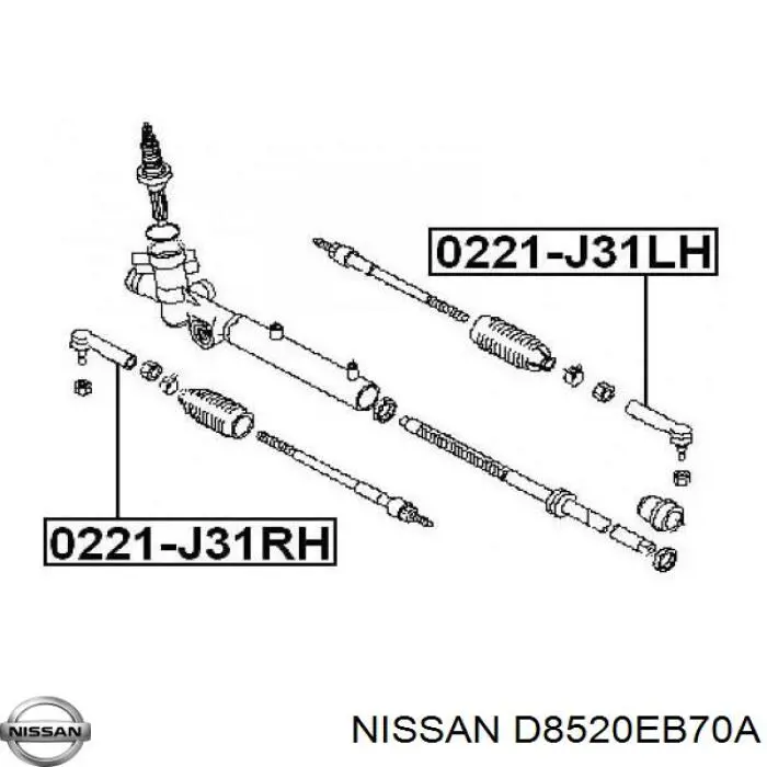 Comprar D8520EB70A Nissan/Infiniti Rótula barra de acoplamiento exterior