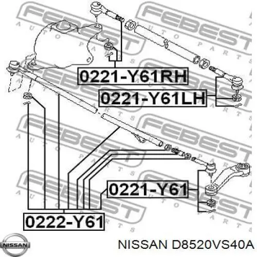 Rótula de la barra central de dirección trasera derecha Nissan/Infiniti D8520VS40A precio, desde 23,60 EUR