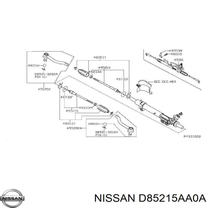 Bieleta de direccion para Nissan Murano (Z52)