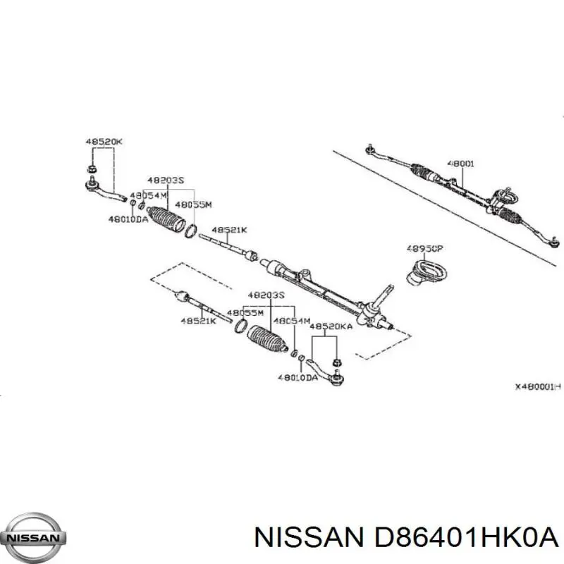 Rótula barra de dirección D86401HK0A Nissan/Infiniti