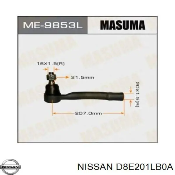 D85201LB0A Nissan/Infiniti Rótula de dirección