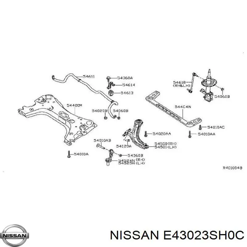 E43029AN0B Nissan amortiguador delantero derecho