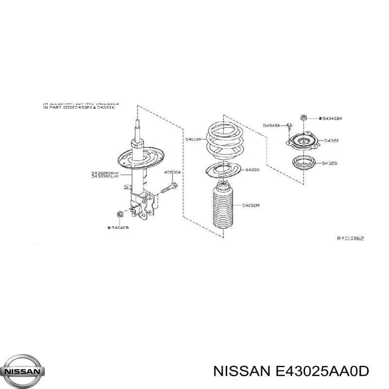 E4302-5AA0B Nissan amortiguador delantero derecho