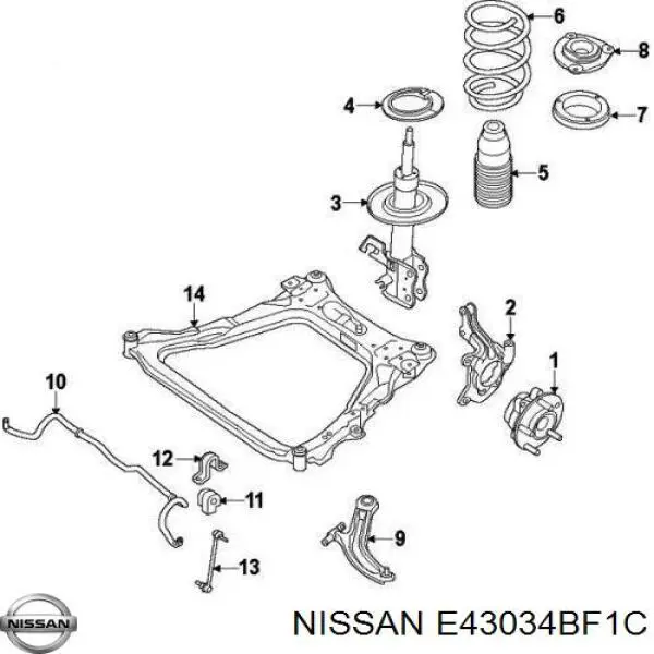 Amortiguador delantero izquierdo Nissan/Infiniti E43034BF1C precio, desde 128,79 EUR