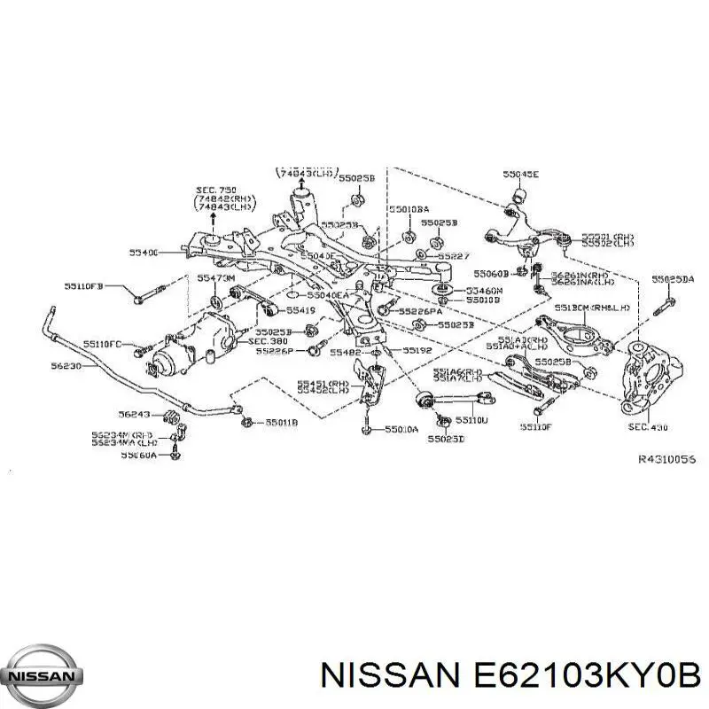 E62103KY0B Nissan amortiguador trasero