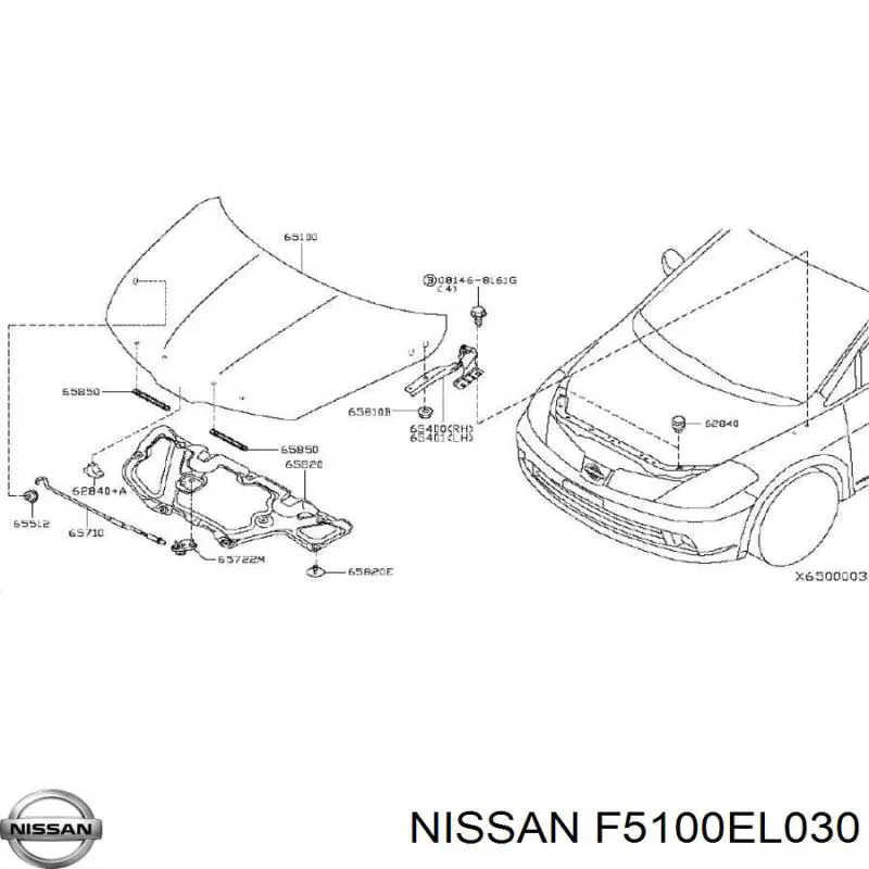 F5100EL030 Nissan capó del motor