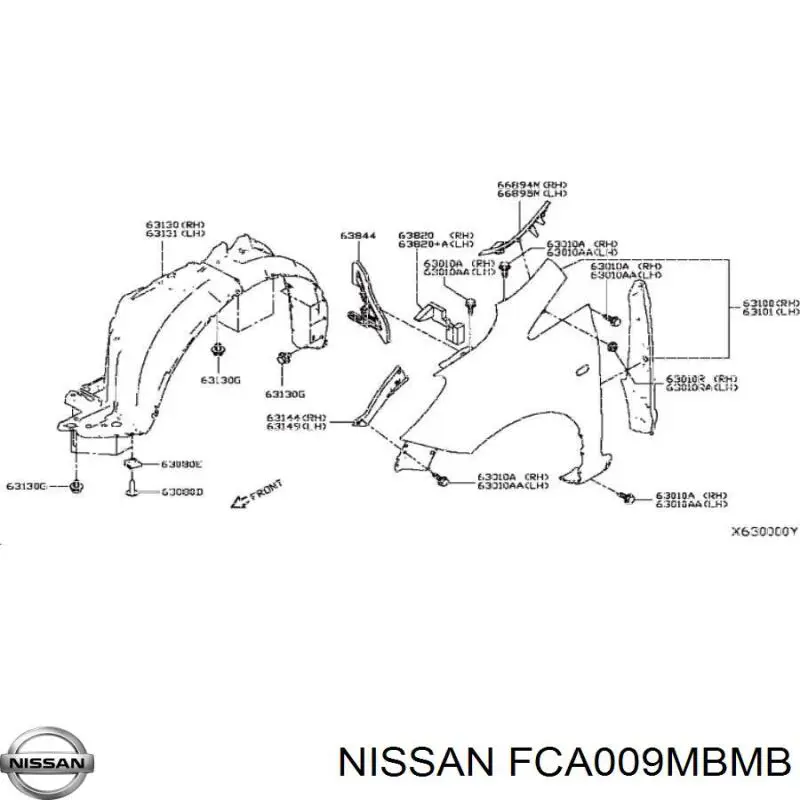 FCA009MBMB Nissan guardabarros delantero derecho