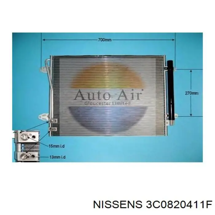 3C0820411F Nissens condensador aire acondicionado