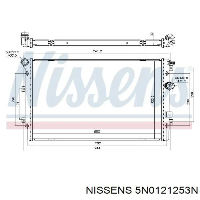 5N0121253N Nissens radiador refrigeración del motor