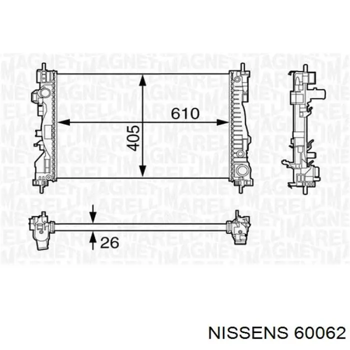 60062 Nissens radiador refrigeración del motor