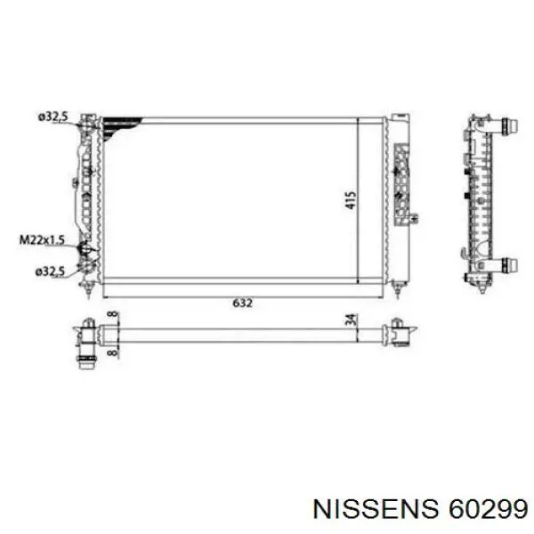 Radiador refrigeración del motor NISSENS 60299