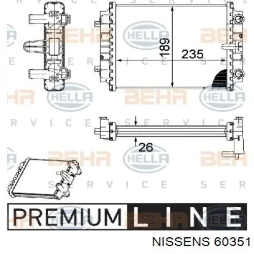 60351 Nissens radiador, refrigeración del motor adicional