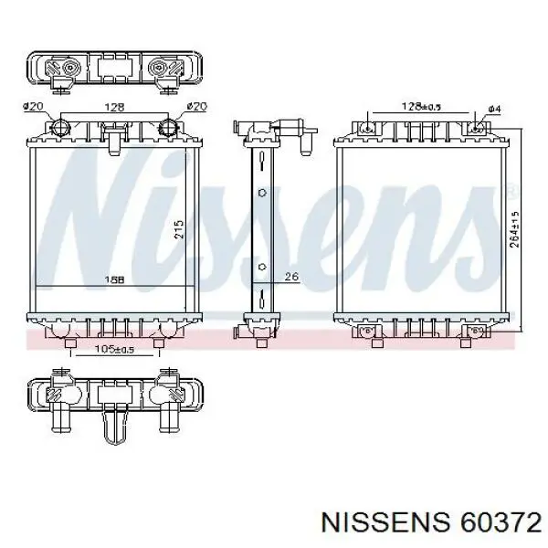 Radiador adicional de refrigeración del motor Nissens 60372 precio, desde 150,78 EUR