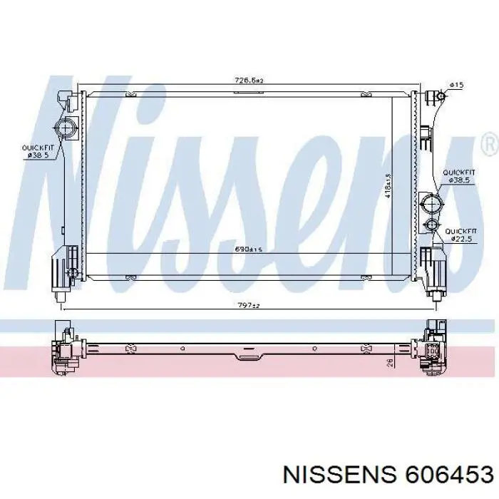 606453 Nissens radiador refrigeración del motor