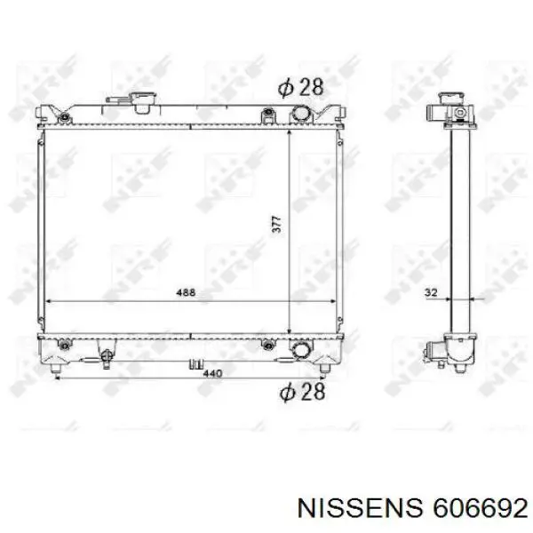 606692 Nissens radiador refrigeración del motor