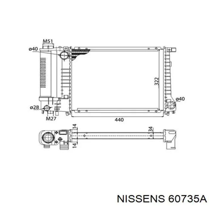 60735A Nissens Refrigeración del motor