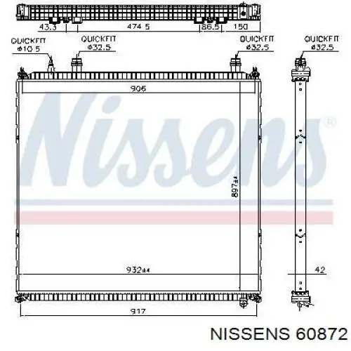 60872 Nissens Radiador adicional de refrigeración del motor
