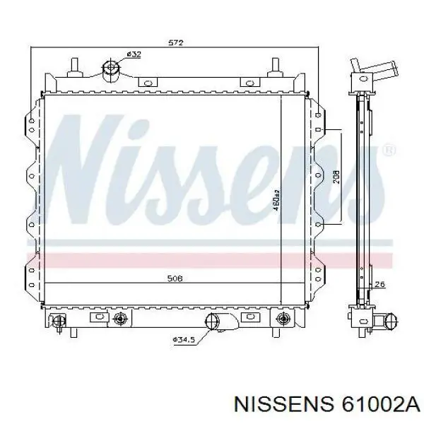 61002A Nissens radiador refrigeración del motor