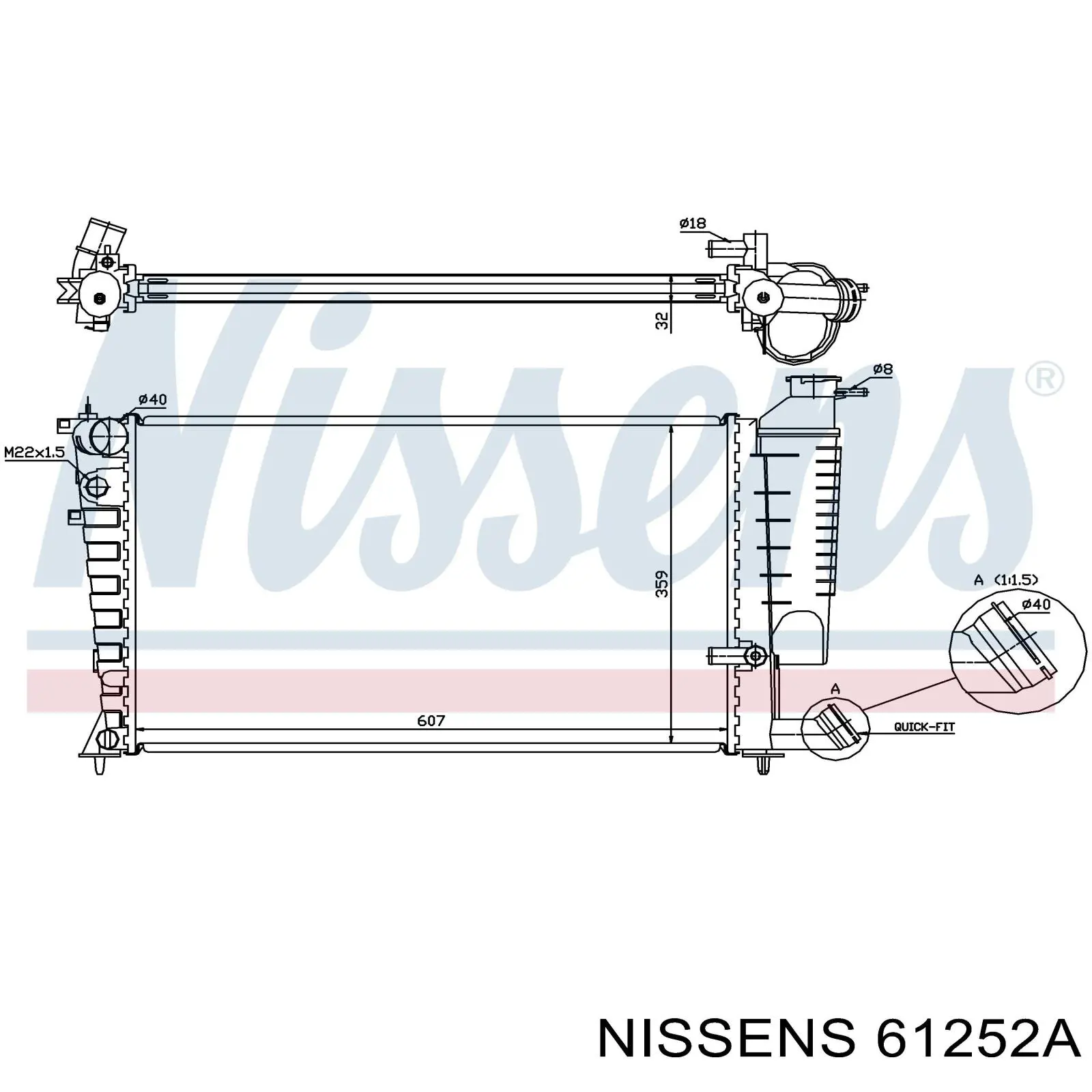 Água radiador Nissens 61252A precio, desde 91,58 EUR