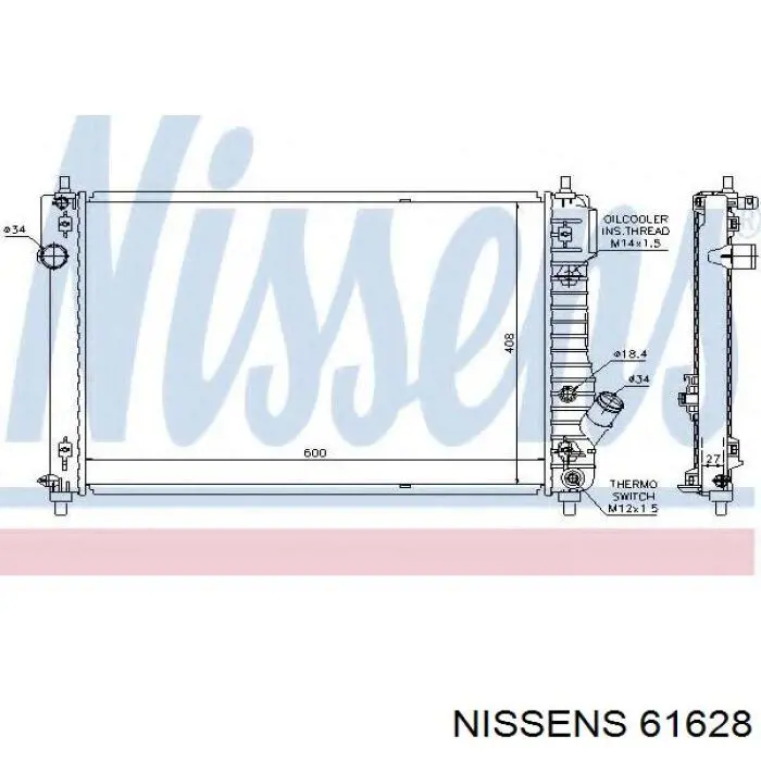 61628 Nissens Refrigeración del motor