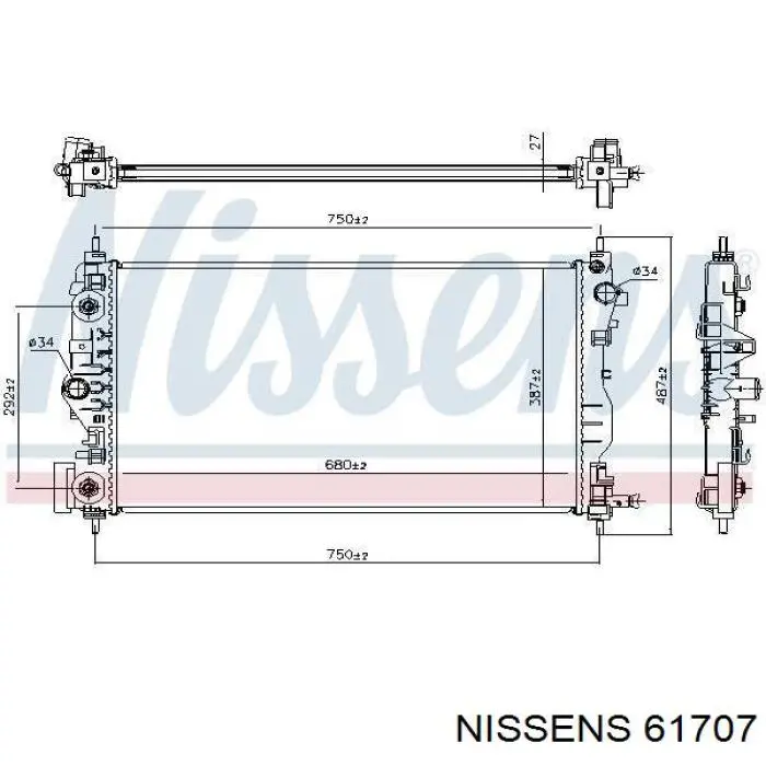 61707 Nissens radiador refrigeración del motor