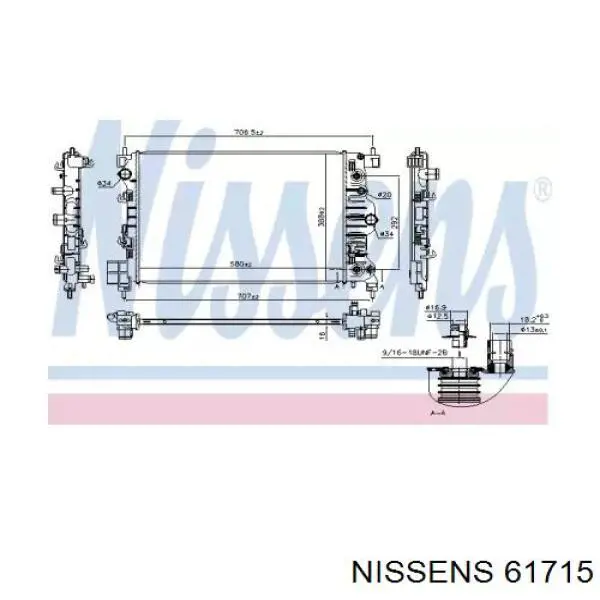 61715 Nissens radiador refrigeración del motor