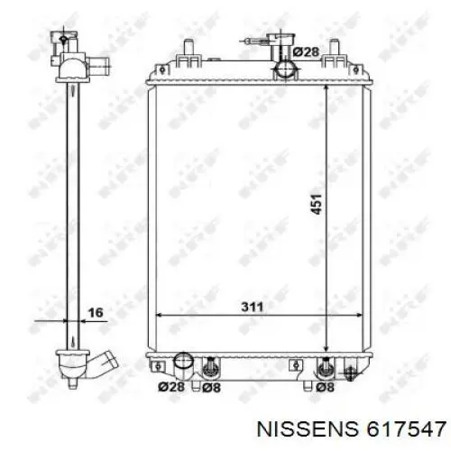 617547 Nissens radiador refrigeración del motor