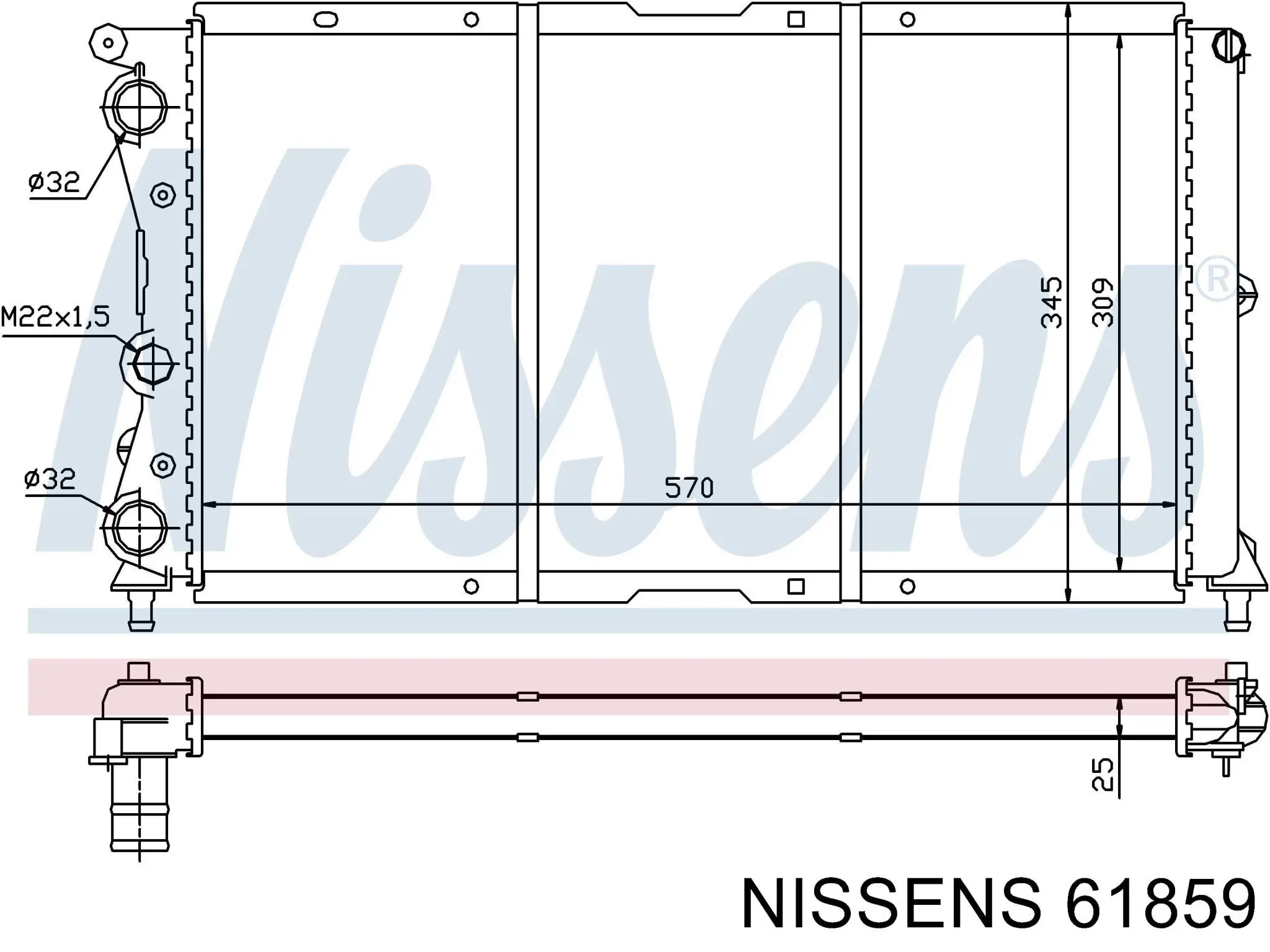 61859 Nissens radiador refrigeración del motor