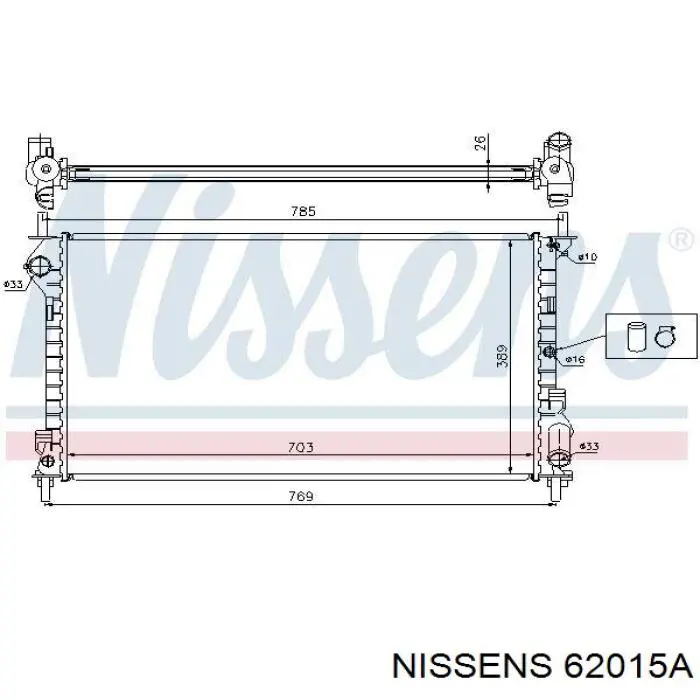 Radiador refrigeración del motor NISSENS 62015A