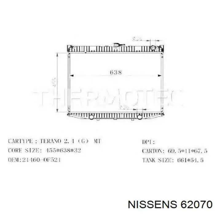 62070 Nissens radiador refrigeración del motor