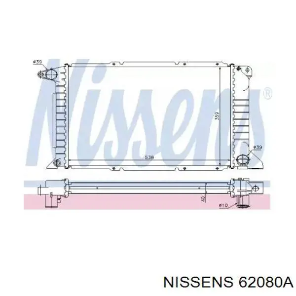 Radiador de água Nissens 62080A