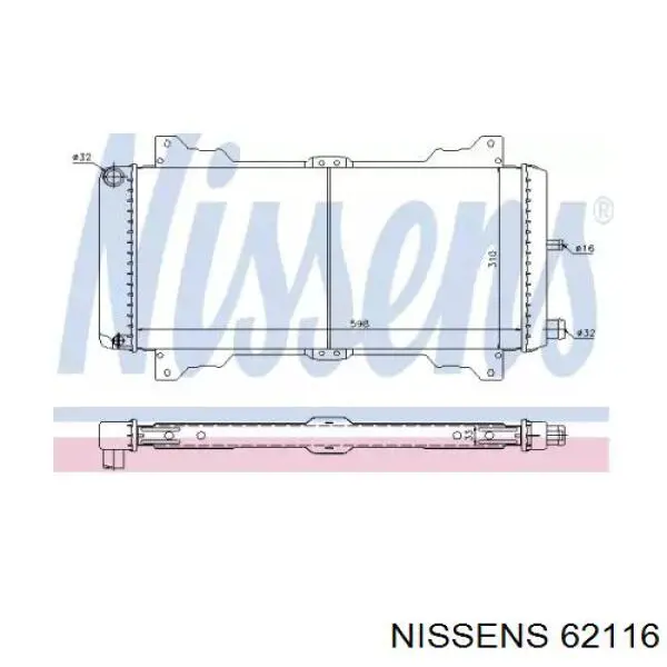 62116 Nissens radiador refrigeración del motor