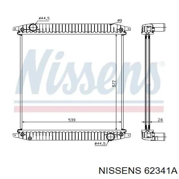 62341A Nissens radiador refrigeración del motor