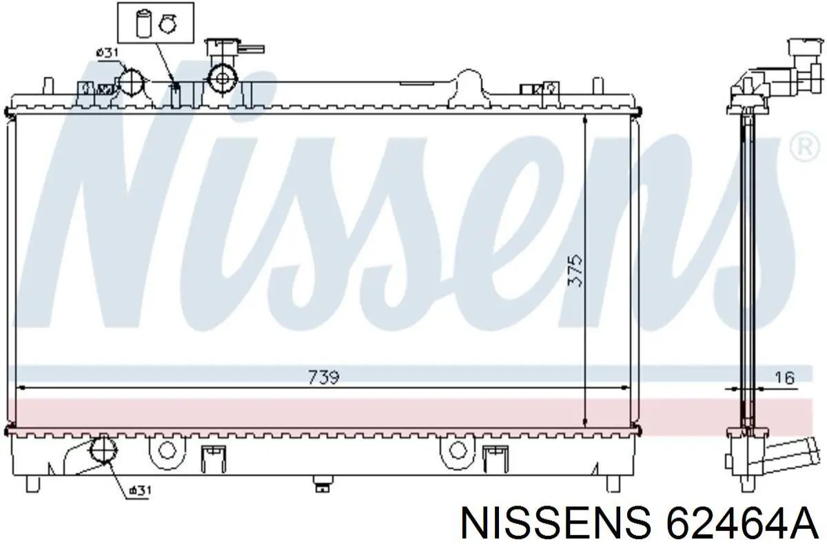 62464A Nissens radiador refrigeración del motor