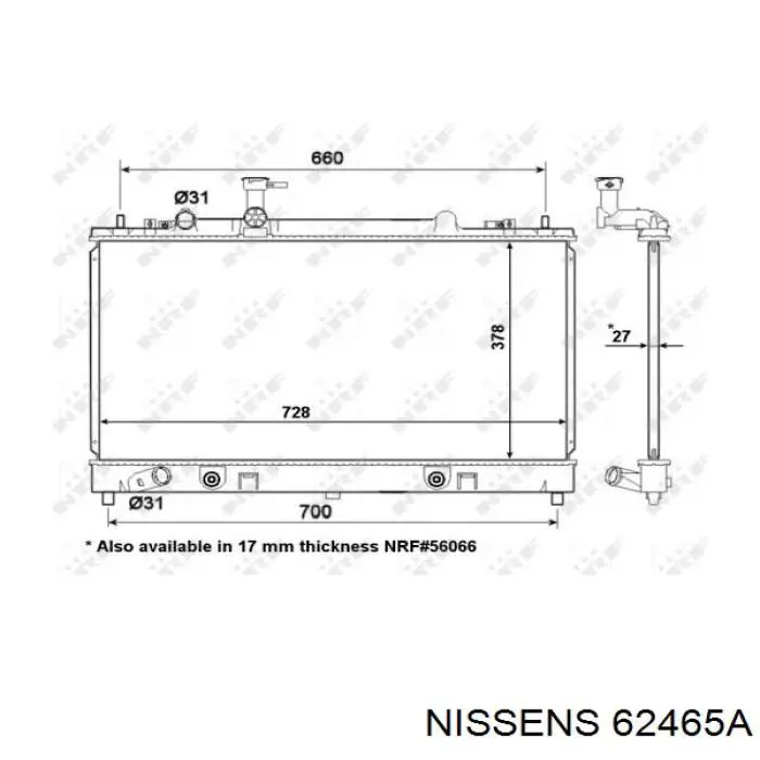 Comprar 62465A Nissens Radiador de auto