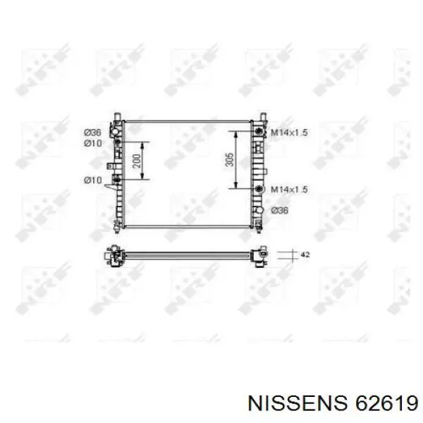 62619 Nissens radiador refrigeración del motor