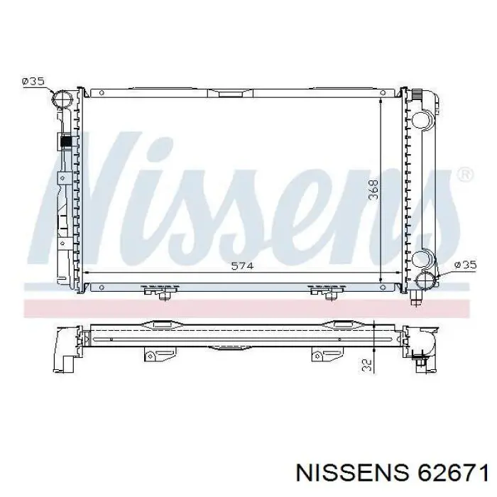 62671 Nissens radiador refrigeración del motor