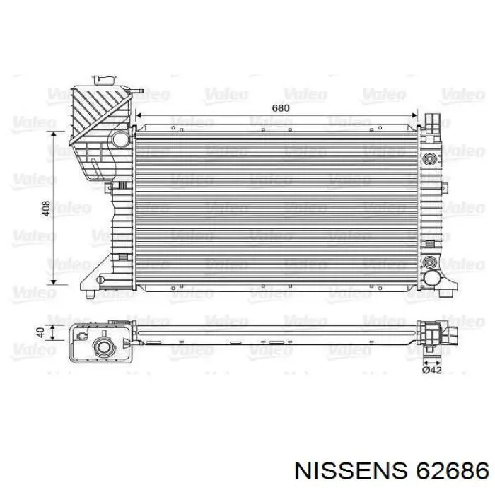 62686 Nissens radiador refrigeración del motor