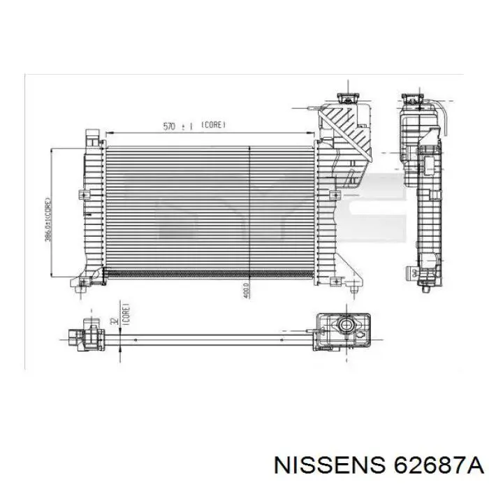 Água radiador Nissens 62687A precio, desde 128,51 EUR