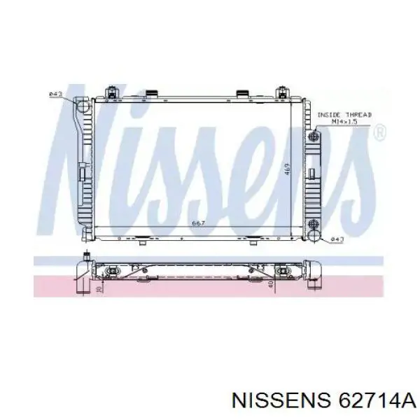 Água radiador Nissens 62714A precio, desde 192,57 EUR