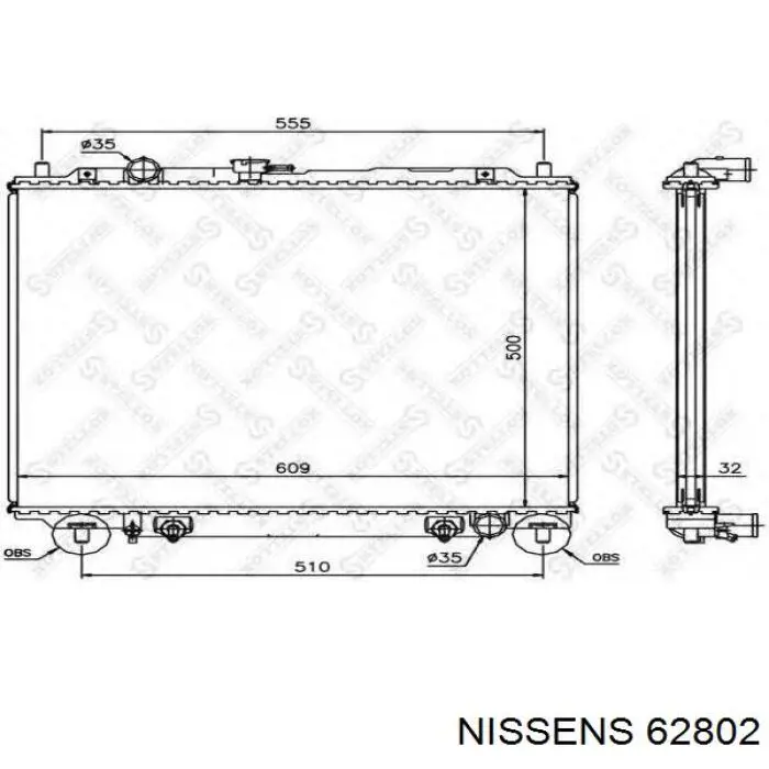 62802 Nissens radiador refrigeración del motor