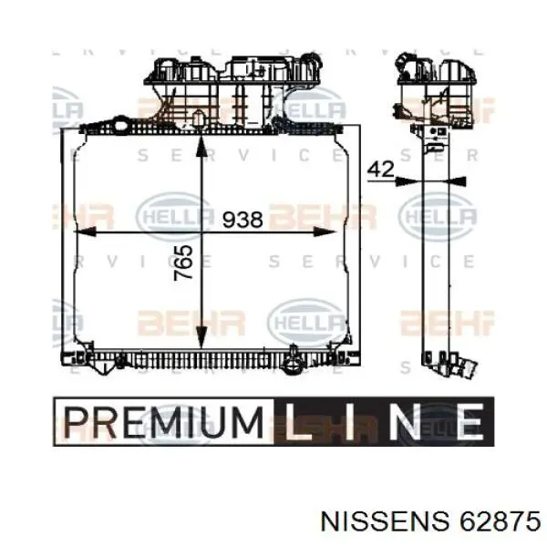 62875 Nissens radiador refrigeración del motor