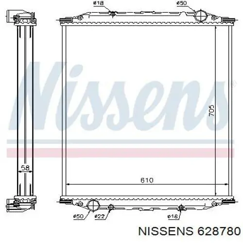 628780 Nissens radiador refrigeración del motor