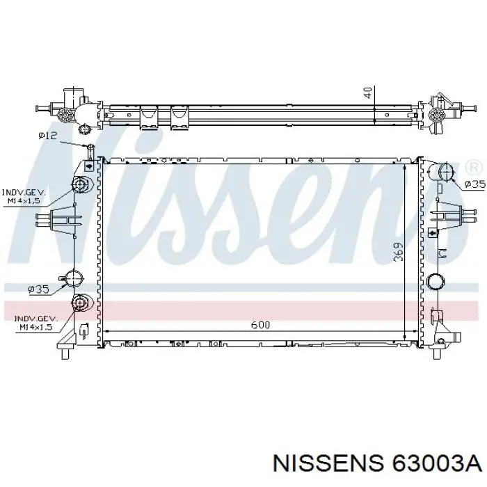 Radiador de água Nissens 63003A