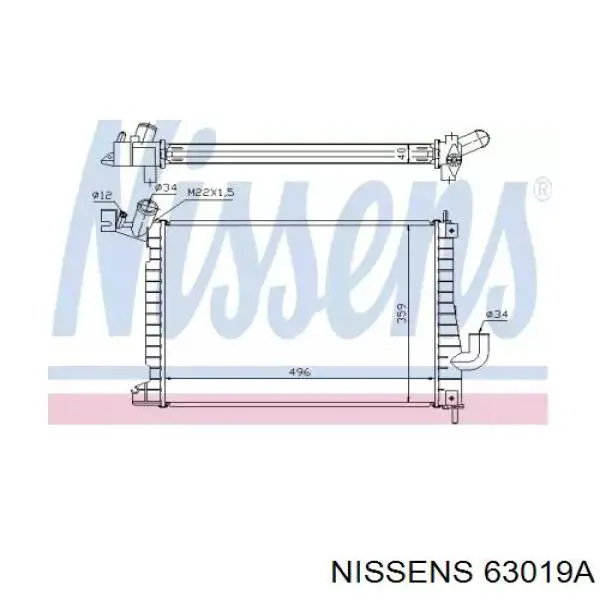 Água radiador Nissens 63019A precio, desde 78,61 EUR