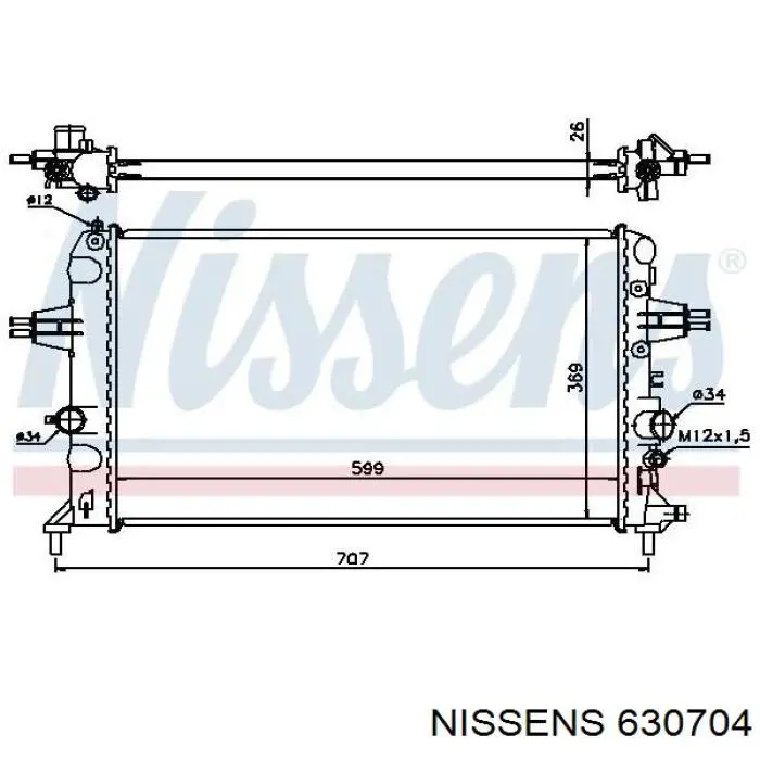 630704 Nissens radiador refrigeración del motor