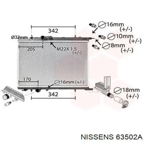 Água radiador Nissens 63502A precio, desde 40,17 EUR