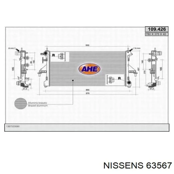 63567 Nissens radiador refrigeración del motor