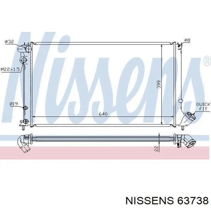 Radiador 63738 Nissens