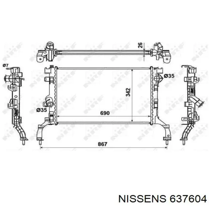 637604 Nissens radiador refrigeración del motor